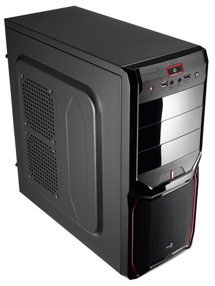 Корпус AeroCool V3X черный/красный w/o PSU ATX 1x80mm 2xUSB2.0 audio