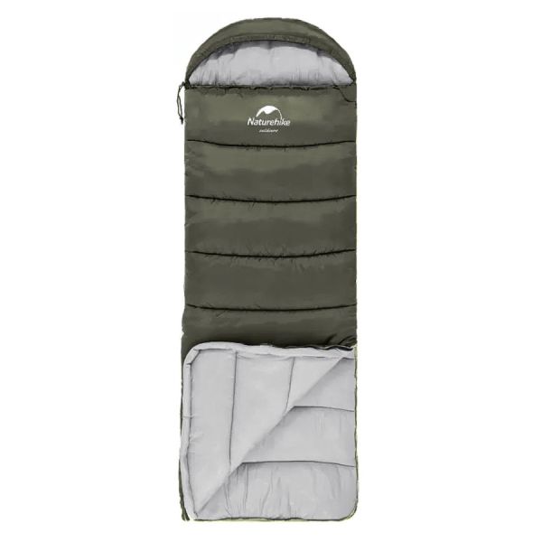 Спальный мешок Naturehike U150 (190+30)х75 см, темно-зеленый NH20MSD07-AGR правая